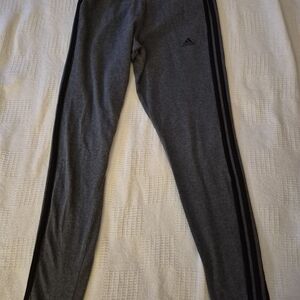 adidas Women's Gray Leggings with Black Side Stripes